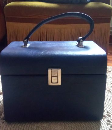Vanity case vintage bleu marine