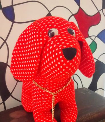 Chien rouge en tissu - Années 70