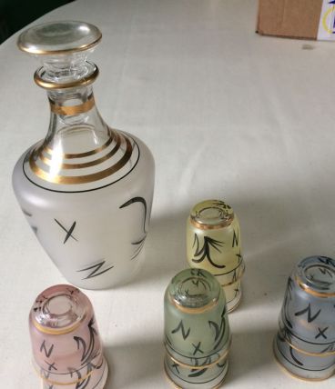 Service à liqueur décor géométrique