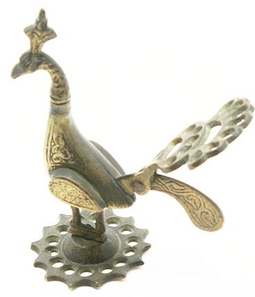 Statuette paon en laiton vintage