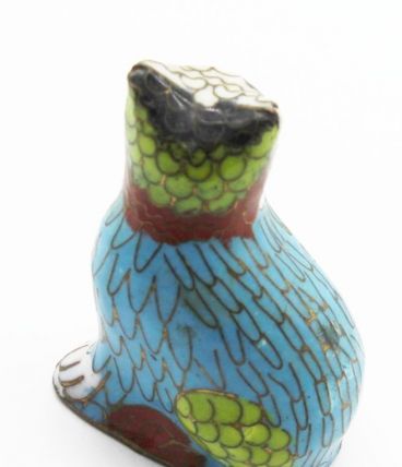 Statuette chat cloisonné