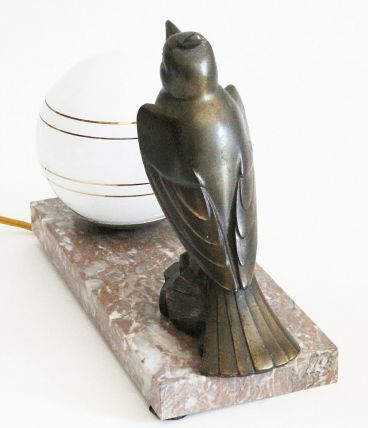 Lampe en marbre oiseau art deco