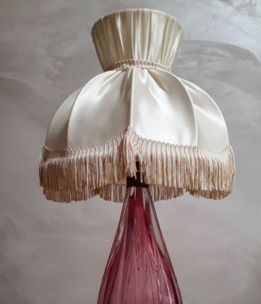 lampe  cristal murano verre soufflè  rose  Italie  magnifiqu