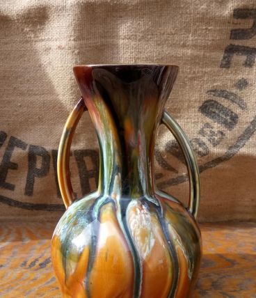 Vase à deux anses en céramique émaillée 