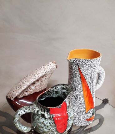  lot de 3 vases  et ceramiques    1950 a 60    style valauri