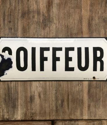 Plaque émaillée coiffeur