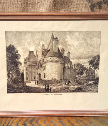 Jolie gravure du château de Puyguilhem - J de Vermachl 1880
