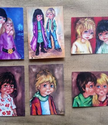 Lot de 6 cartes postales Poulbot parisien - Années 70