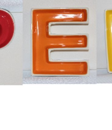 5 Coupes céramique lettres multicolores 