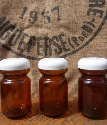 Lots de 3 bocaux en verre ambré - Années 70