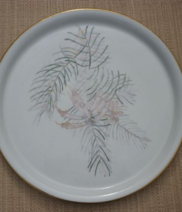 Plat a tarte porcelaine Limoges fougeres