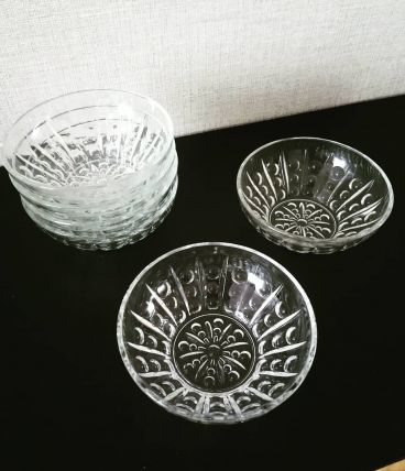 6 coupelles à fruits en verre vintage 