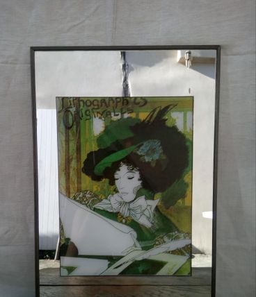 Joli miroir vintage "Lithographies originales" 