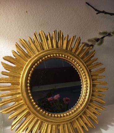 Miroir soleil bois 1950’s 20cm