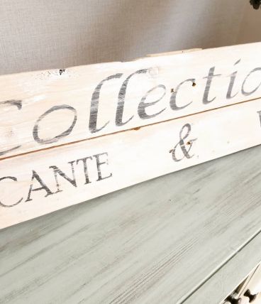 Panneau déco en bois "Collection brocante et vintage" 