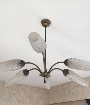 ensemble suspension et appliques années 70