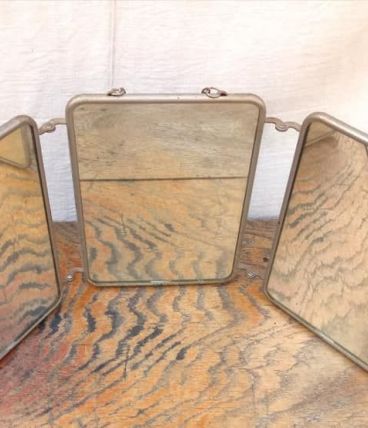 Ancien miroir de barbier triptyque - Années 50