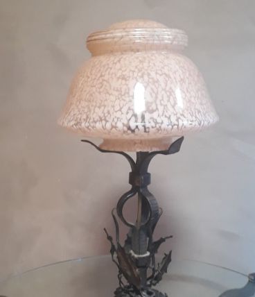 lampe fer forgé martelé avec spiral et torsades 1920  art de