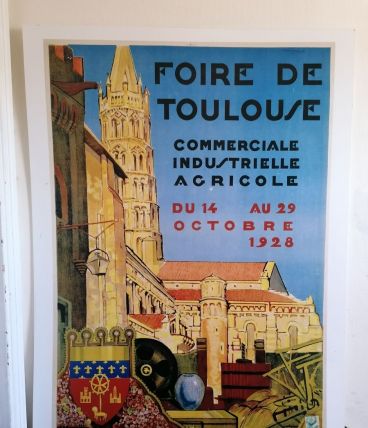 Grande affiche ancienne Foire de Toulouse 1928