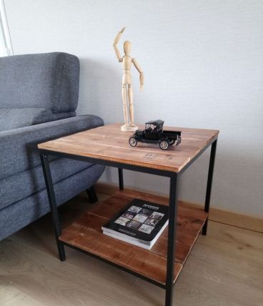 Table coin de canapé style industriel