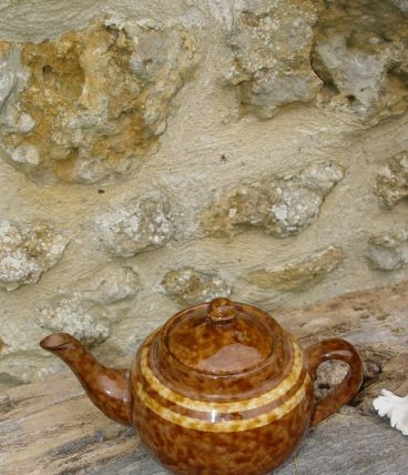 Théière vintage marron marbré