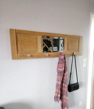 Porte manteaux en chêne miroir biseauté