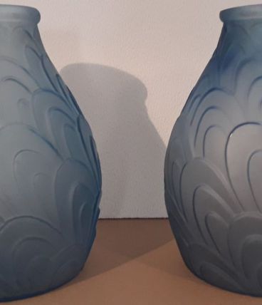 duo de vases Sars art déco bleu