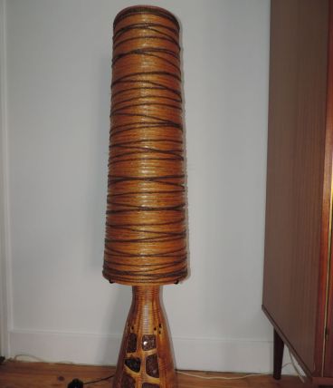 Lampe géante à poser en céramique-Potiers d'Accolay circa 19