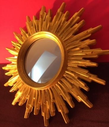 Miroir soleil bois doré 1950  24cm