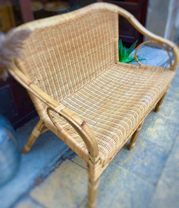 Banquette en rotin vintage 