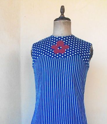 Robe bleue 60's  marque HEKO le signe de Paris