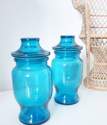 Lot d'apothicaire bleu 