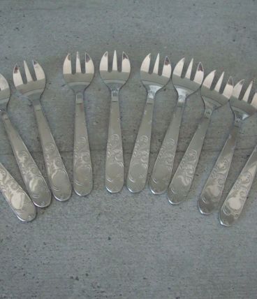 10 fourchettes à huitre en acier inoxydable