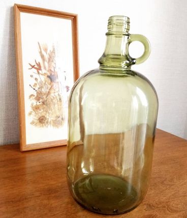 Bonbonne, bouteille vintage verte. 2 L
