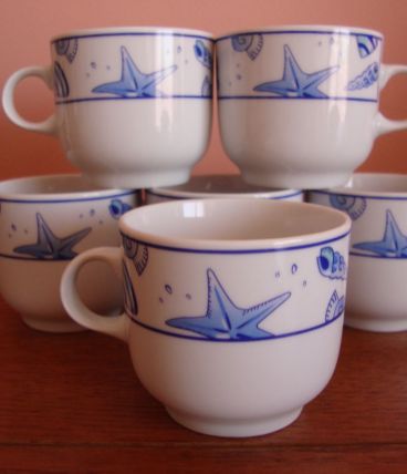 Lot de 6 tasses à café vintage en porcelaine