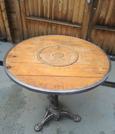 table pied bronze vintage industriel