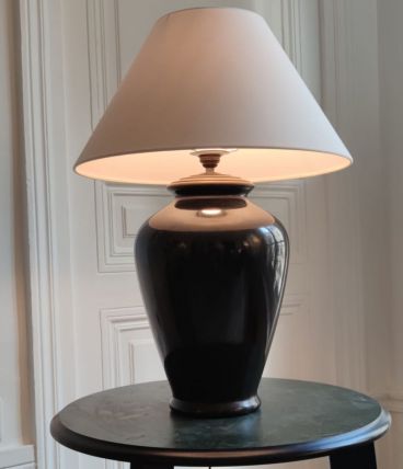 Lampe céramique noire ancienne