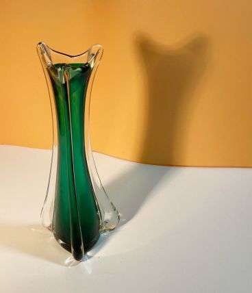 Green crystal vase