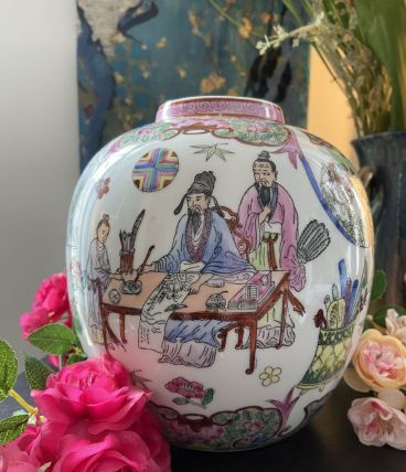 Vase Vintage  Boule Japonais  en Porcelaine 