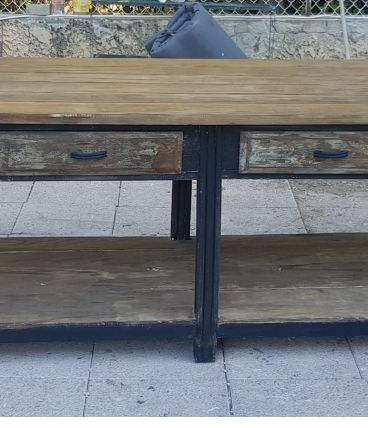 Longue table de drapier , patinée,  années 50 