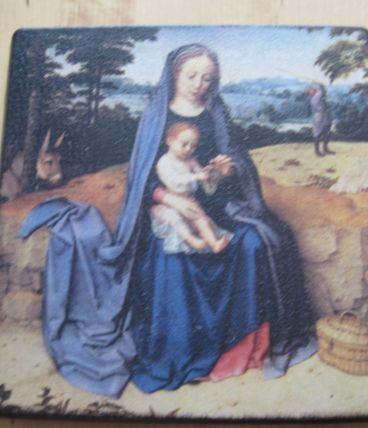 panneau de bois avec reproduction  religion 