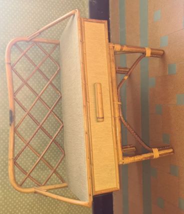 Table de chevet en rotin vintage 