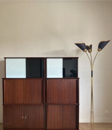 Bibliothèque vitrine en enfilade meuble Oscar vintage années