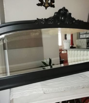 miroir très ancien relooké shabby noir poudré miroir biseaut