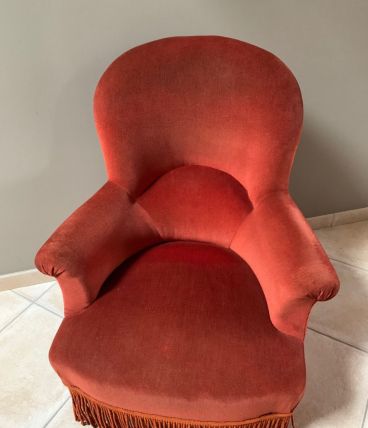 Fauteuil crapaud en velours rose