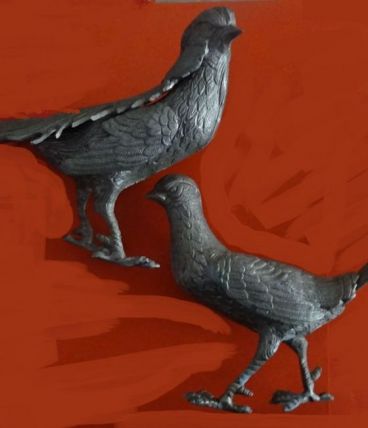 COUPLE D'OISEAUX EN ZING 