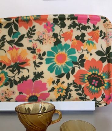 4 tasses en verre ambré vintage 