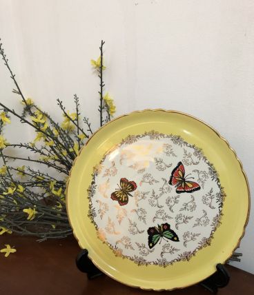 Plat  à tarte Orchies Moulins des Loups décor papillons