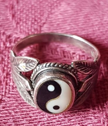 Bague argent 925 Ying Yang Pierres naturelles 