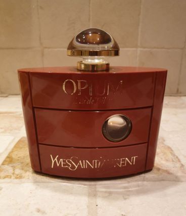 Flacon vide Opium YSL années 80 bouchon verre parfait état